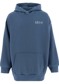Hoodie LEVI'S KIDS "LVG LEVIS COLLEGIATE HOODIE", M&auml;dchen, Gr. 4 (104), blau (vintage indigo), Jersey, Obermaterial: 70% Baumwolle, 30% Polyethylen, angesetztes B&uuml;ndchen, Sweatshirts Hoodie, mit coolem R&uuml;ckenprint for GIRLS