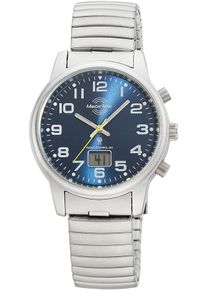 Funkuhr MASTER TIME "Super Power", grau (stahlgrau, blau), Armbanduhren, Damen, Funkuhr, Armbanduhr, Quarzuhr, Damenuhr, Datum, Leuchtzeiger, Flexband