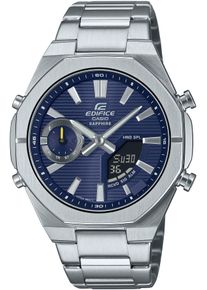 Smartwatch CASIO EDIFICE, silber (dunkelblau, edelstahlfarben, edelstahlfarben), Smartwatches, Herren, Smartwatch, Solaruhr, Armbanduhr, Herrenuhr, Super Illuminator, Edelstahlarmband