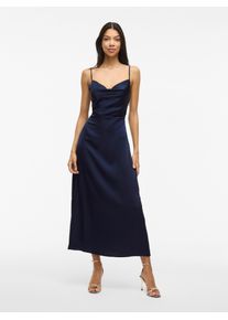 Tr&auml;gerkleid Vila "VIRAVENNA STRAP ANKLE DRESS - NOOS", Damen, Gr. 42, N-Gr, navy blazer, Web, Obermaterial: 100% Polyester, unifarben, slim fit, V-Ausschnitt, Kleider Tr&auml;gerkleid, Kunstfaser, regular fit