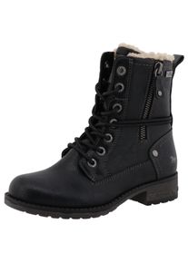 Winterstiefel Mustang Shoes "Concetta", Jungen, Gr. 37, schwarz, Lederimitat, Basic, Schuhe Winterstiefel, Stiefel, Schn&uuml;rstiefel mit TEX-Membran