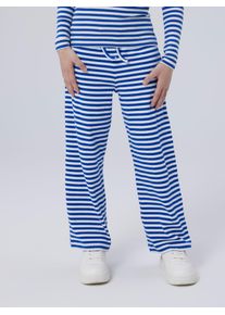 Jerseyhose name it "NKFSURAJA STRAIGHT PANT NOOS", M&auml;dchen, Gr. 128, N-Gr, blau (surf the web), Rippware, Obermaterial: 95% Baumwolle, 5% Elasthan, geringelt, gestreift, straight fit kn&ouml;chellang, Hosen Jerseyhose