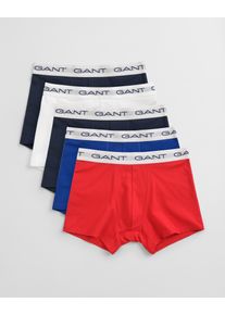 Trunk Gant "TRUNK 5-PACK", Herren, Gr. 3XL, 5 Stk., bunt (multicolor), Jersey, Obermaterial: 95% Baumwolle, 5% Elasthan, unifarben, figurbetont, Unterhosen Trunk, Mit elastischem Bund