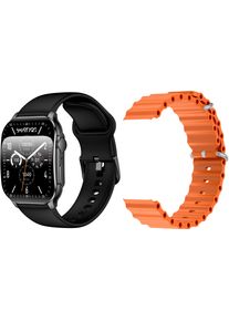 Smartwatch SMARTY 2.0, schwarz (schwarz, schwarz), Smartwatches, Smartwatch, Armbanduhr, Damenuhr, Herrenuhr, Android5.0+, Apple iOS 9.0+