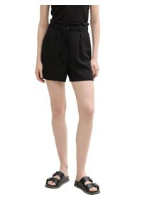 Shorts Tom Tailor Denim, Damen, Gr. L (40), N-Gr, schwarz (deep schwarz), Web, Obermaterial: 100% Lyocell, unifarben, kurz, Hosen Shorts, Sommerhose mit Bindeband