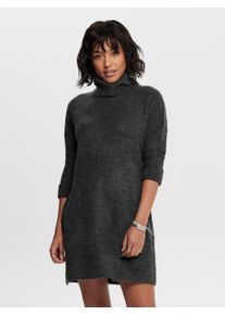 Strickkleid Only "ONLJANA L/S COWLNCK DRESS", Damen, Gr. L, N-Gr, grau (colorot dunkelgrau melange), Rippstrick, Obermaterial: 62% Polyacryl, 15% Nylon, 13% Polyester, 7% Wolle, 3% Elasthan, meliert, ca. Mitte Oberschenkel, Kleider Strickkleid