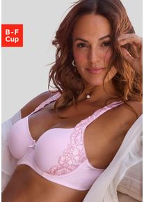 Schalen-BH Lascana "Wanda", Damen, Gr. 100, Cup D, rosa (pink, rose), Spitze, Obermaterial: 75% Polyamid, 20% Polyester, 5% Elasthan, BHs Schalen-BH, mit B&uuml;gel und mit seitlicher Stickerei Spitze, Dessous