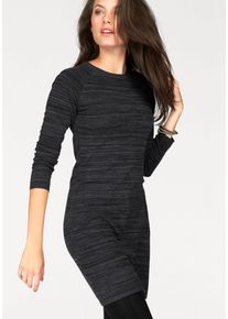 Strickkleid Aniston CASUAL, Damen, Gr. 42, N-Gr, grau (anthrazit), Feinstrick, Obermaterial: 70% Viskose, 30% Polyamid, meliert, figurbetont kniefrei, Rundhals, B&uuml;ndchen, Kleider Strickkleid, mit Rei&szlig;verschluss