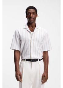 Kurzarmhemd BOSS "C-LARS CAMP B-262", Damen, Gr. XXL, N-Gr, open beige286, Jersey, Obermaterial: 97% Baumwolle, 3% Elasthan, gestreift, relaxed fit h&uuml;ftbedeckend, abgesteppte Kante, Hemden Kurzarmhemd, mit Freizeitkragen, Relaxed Fit