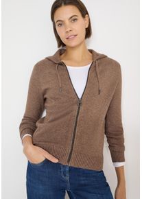 Cardigan Cecil, Damen, Gr. XL (44), urban taupe melange, Strick, Obermaterial: 37% Baumwolle, 34% Polyacryl, 26% Polyester, 3% Elasthan, unifarben, normal h&uuml;ftbedeckend, Rundhals, B&uuml;ndchen, Strickjacken Cardigan, Kapuze mit Tunnelzug