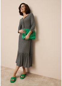 Midikleid Tamaris, Damen, Gr. 40, N-Gr, schwarz (schwarz sand), Jersey, Obermaterial: 95% Viskose, 5% Elasthan, ausgestellt lang, Rundhals, elastischer Bund, Kleider Midikleid, aus bequemem Jersey mit Schn&uuml;rdetail