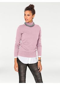 Rollkragenpullover Heine "Rollkragen-Pullover", Damen, Gr. 50, rosa (ros&eacute;), 100% Baumwolle, unifarben, Pullover Rollkragenpullover