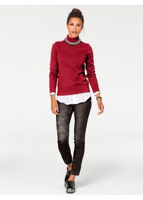 Rollkragenpullover Heine "Rollkragen-Pullover", Damen, Gr. 50, rot, 100% Baumwolle, unifarben, Pullover Rollkragenpullover