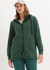 bonprix Long-Fleecejacke mit Rei&szlig;verschluss-Taschen, gr&uuml;n, Gr.56/58 (3XL), Fleece-Longjacke in A-Linie, aus Fleece