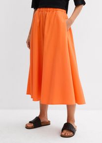 bonprix Midirock aus Leinen-Mix, orange, Gr.46, A-Linien Rock mit Taschen aus Leinen-Mix., aus Leinen