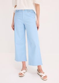 bonprix Culotte aus elastischem Baumwoll-Mix, blau, Gr.38, Weit geschnittene Twill-Culotte, 98% Baumwolle