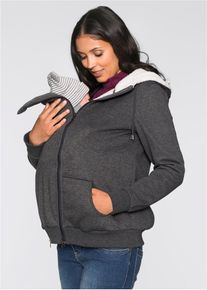 bonprix Umstands-Sweatjacke mit Baby-Einsatz und flauschiger Innenseite, grau, Gr.52/54 (XXL), Kuschelige Umstands-Sweatjacke f&uuml;r kalte Tage. Der Baby-Einsatz dient nur zum Schutz des Kindes bei Wind und Wetter, nicht als Tragefunktion!, 68% Polyester