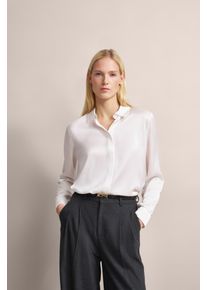 Langarmbluse Bugatti, Damen, Gr. 34, beige (ecru), 100% Viskose, unifarben, normal, ohne Ausschnitt, 2-Knopf-Manschette, Blusen Langarmbluse, mit abgerundetem Saum