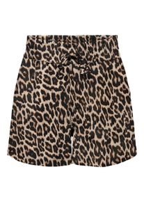Shorts Only "ONLARIS LIFE PULL UP SHORTS WVN CC", Damen, Gr. L, N-Gr, peyote aop:chic leo, Web, Obermaterial: 93% Viskose, 7% Polyester, bedruckt, regular fit kurz, Hosen Shorts, mit Bindeverschluss