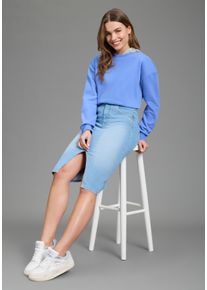 Jeansrock Kangaroos, Damen, Gr. 42, bleached, Denim/Jeans, Obermaterial: 98% Baumwolle, 2% Elasthan, unifarben, Basic, figurbetont ca. Mitte Wade, R&ouml;cke Jeansrock, in Midil&auml;nge mit Schlitz