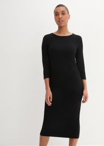 Shirtkleid bonprix, Damen, Gr. 56/58 (XXXL), N-Gr, schwarz, Jersey, Obermaterial: 95% Viskose, 5% Elasthan, loose fit, Kleider Shirtkleid, f&uuml;r den Alltag, aus leicht flie&szlig;endem Material, mit 3/4-&Auml;rmeln