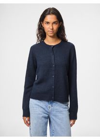 Strickjacke Pieces "PCMALOU LS KNIT CARDIGAN NOOS BC", Damen, Gr. XS, blau (sky captain detail:melange), Strick, Obermaterial: 65% Polyester, 17% Polyacryl, 10% Nylon, 5% Wolle, 3% Elasthan, meliert, slim fit taillenbedeckt, Rundhals, Strickjacken Strickjacke, Materialmix, slim fit