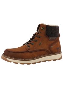 Winterstiefelette Mustang Shoes "Elio", Damen, Gr. 44, braun (cognac), Lederimitat, Textil, used, Schuhe Winterstiefelette, Schn&uuml;rstiefelette, Winterstiefelette mit Warmfutter