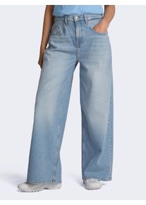 Loose-fit-Jeans Tommy Jeans "CHARLIE MR LOOSE WD", Damen, Gr. 30, L&auml;nge 30, blau (denim light), Denim/Jeans, Obermaterial: 81% Baumwolle, 18% Lyocell, 1% Elasthan, unifarben, loose fit lang, Jeans Loose-fit-Jeans, mit Logostickerei, Mid Rise