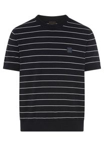 Kurzarmpullover BOSS Orange "Kanacho", Damen, Gr. XL, dunkelblau405, Strick, Obermaterial: 95% Baumwolle, 5% Kaschmir, gestreift, normal, Rundhals, Rippb&uuml;ndchen, Pullover Kurzarmpullover, mit Kaschmir-Anteil, Rundhals