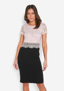 bonprix Kleid mit Spitze, schwarz, Gr.52, Gepflegtes Kleid mit eleganter Spitze