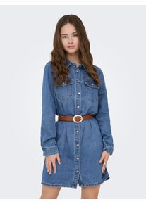 Jeanskleid Only "ONLLISA L/S DNM DRESS GUA NOOS", Damen, Gr. XL, N-Gr, blau (medium blau denim), Denim/Jeans, Obermaterial: 90% Baumwolle, 10% Viskose, unifarben, Kleider Jeanskleid