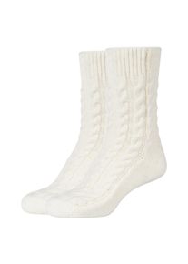 Socken Camano "warm & cozy", Damen, Gr. 39-42, egret, Materialmix, unifarben, Socken Socken, mit Zopfmuster, Rippenb&uuml;ndchen