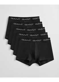 Trunk Gant "TRUNK 5-PACK", Herren, Gr. XL, 5 Stk., schwarz, Jersey, Obermaterial: 95% Baumwolle, 5% Elasthan, unifarben, figurbetont, Unterhosen Trunk, Mit elastischem Bund