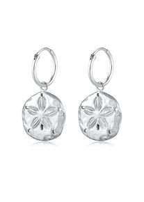 Paar Creolen Elli "Ohrringe Creolen Einh&auml;nger Coin Seestern Sommer 925 Silber" Gr. 32, silber, Ohrringe, Damen, ohne Stein, Silber 925 (Sterlingsilber), Paar Creolen