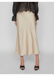 Maxirock Vila "VIELLETTE HW LONG SKIRT - NOOS", Damen, Gr. 44, cement, Web, Obermaterial: 100% Polyester, unifarben, Basic schmal wadenlang, R&ouml;cke Maxirock, Kunstfaser