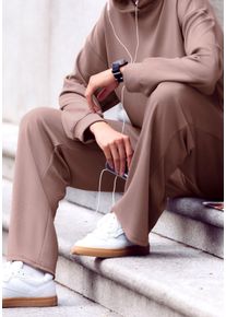 Loungehose Copenhagen Studios, Damen, Gr. 44/46, N-Gr, braun, Sweatware, Obermaterial: 54% Modal, 40% Polyester, 6% Elasthan, unifarben, bequem lang, Hosen Loungehose, extra softes Material