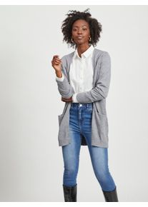 Strickjacke Vila "VIRIL OPEN L/S KNIT CARDIGAN - NOOS", Damen, Gr. S, grau (medium grau melange), Strick, Obermaterial: 50% Viskose, 27% Nylon, 23% Polyester, meliert, regular fit h&uuml;ftbedeckend, V-Ausschnitt, Strickjacken Strickjacke, Viskosemischung, regular fit, Topseller