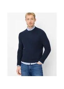 Rundhalspullover Brax "Style RICK", Herren, Gr. M (50), navy, Strick, 44% Baumwolle, 36% Leinen, 20% Polyester, Rundhals, Pullover Rundhalspullover