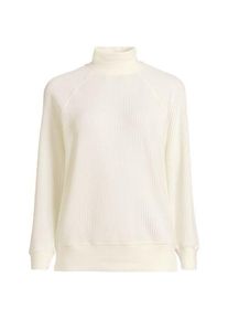 LANDS' END Stehbund-Shirt aus Waffeljersey, Damen,  Wei&szlig;, Baumwoll-Mischung/Polyester-Mischung, by Lands' End