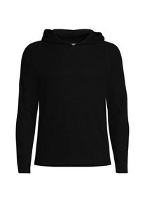 LANDS' END Weicher Rippstrick-Kapuzenpullover, Herren,  Schwarz, Elasthan/Viskose-Mischung/Polyester-Mischung, by Lands' End