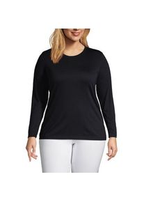 LANDS' END Supima-Shirt, Langarm, Damen,  Schwarz, Baumwolle, by Lands' End