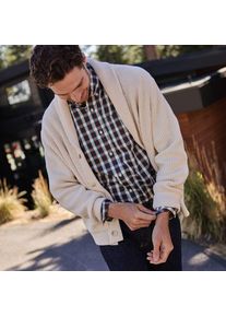 LANDS' END Gerippter Cardigan mit Schalkragen DRIFTER, Herren,  Wei&szlig;, Polyacryl/Baumwoll-Mischung, by Lands' End