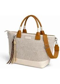 Umh&auml;ngetasche TONI & FRIENDS "Landsberg", Damen, Gr. B/H/T: 46cm x 27cm x 13cm onesize, beige, Leinen, Taschen Umh&auml;ngetasche, aus Stoff, mit langem Riemen