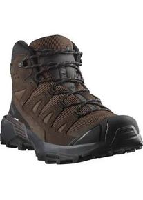 Wanderschuh Salomon "X ULTRA 360 LEATHER MID GORE-TEX", Damen, Gr. 44,5, schwarz earth, delicioso, castlerock, Leder, Textil, Schuhe Wanderschuh, wasserdicht