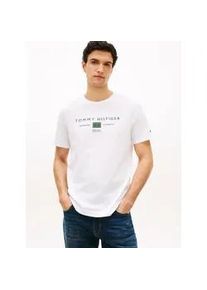 T-Shirt Tommy Hilfiger "BRAND LOVE MONO STACK", Damen, Gr. XXL, wei&szlig;, Single Jersey, Obermaterial: 100% Baumwolle, regular fit normal, Rundhals, Shirts T-Shirt, aus Jersey mit Logo