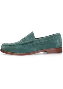 Loafer Henry Stevens "Riley M PL", Damen, Gr. 46, petrol, Kalbsvelours, Schuhe Loafer