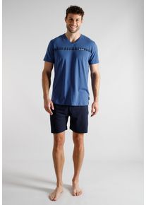 Shorty Tom Tailor, Herren, Gr. 52, blau, mittel, uni, Single Jersey, Obermaterial: 100% Baumwolle, Homewear-Sets Shorty