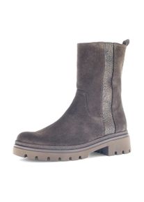 Stiefelette Gabor "FLORENZ", Damen, Gr. 42, taupe, Glattleder, Veloursleder, metallic, unifarben, Schuhe Stiefelette, Blockabsatz, RV-Boots, in Bequemweite G (= weit)