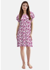 G&ouml;tzburg Nachthemd G&Ouml;TZBURG, Damen, Gr. 42, N-Gr, rot, mittel, allover, Single Jersey, Obermaterial: 100% Baumwolle, bequem knielang, Rundhals, gerader Abschluss, Kleider Nachthemd, knielang, Kurzarm, Rundhalsausschnitt, gebl&uuml;mt, Baumwolle