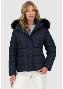 alife and kickin Steppjacke ALIFE & KICKIN "SunndustAK A", Damen, Gr. XS (34), blau (marine), Steppware, Obermaterial: 100% Polyester, unifarben, tailliert, Jacken Steppjacke, hochwertige Winterjacke mit abnehmbarem Fellimitat